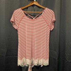Pink and white stripped top
